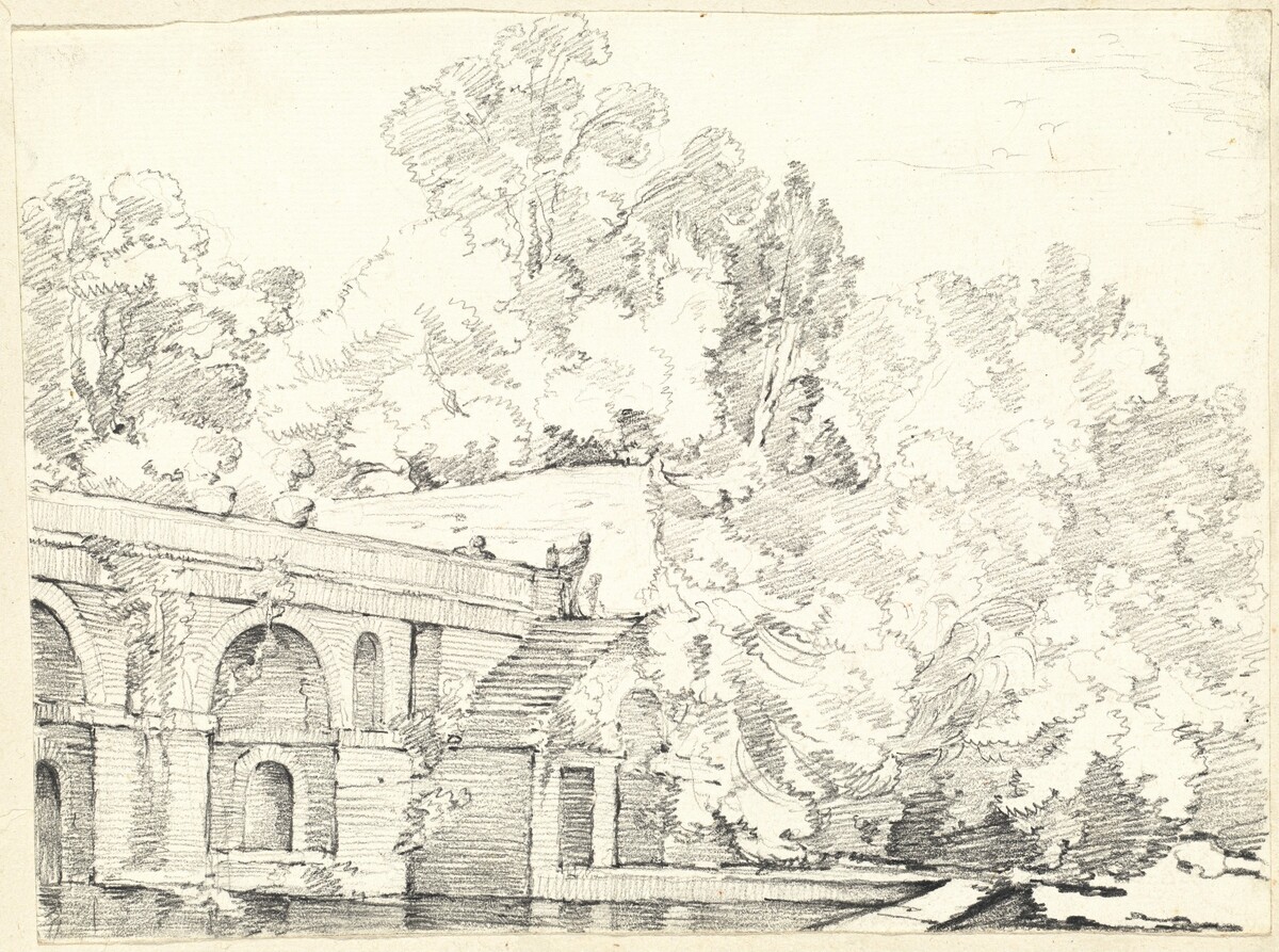 The Fishpond at Villa Madama by Joseph-Marie Vien