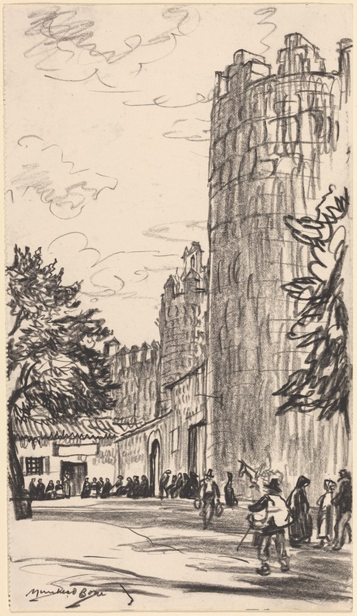 Gate of the Wall, Avila by Sir Muirhead Bone