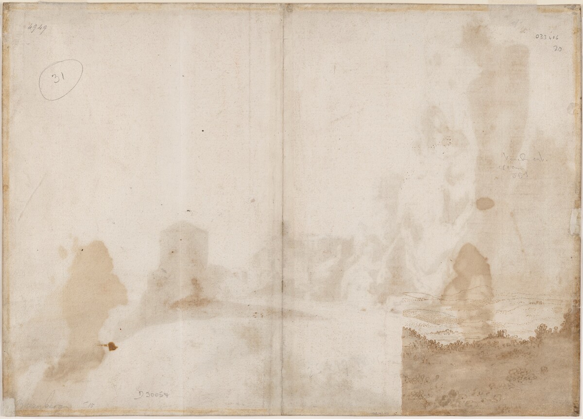 The Fantastic Rocks and Castle at Bomarzo [verso] by Bartholomeus Breenbergh