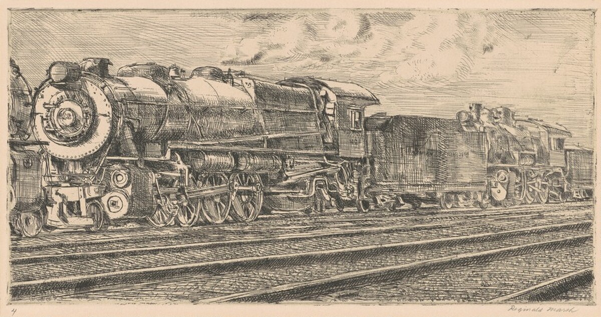 P.R.R. Loco Waiting to be Junked by Reginald Marsh