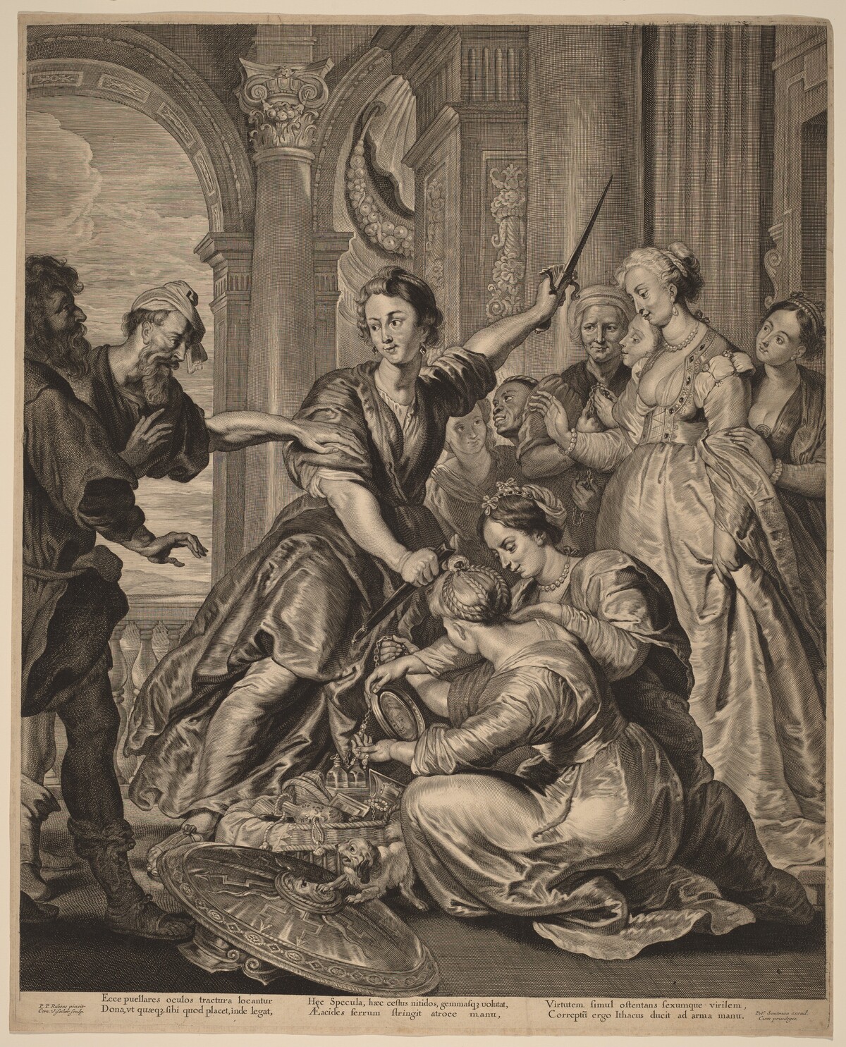 Achilles at the Court of Lycomedes by Cornelis Visscher after Sir Peter Paul Rubens, published by Pieter Claesz Soutman