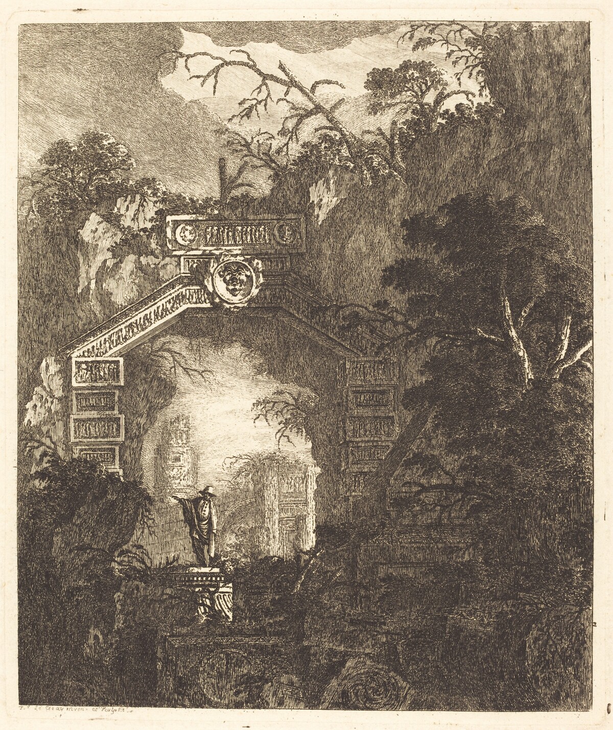 Figure Standing under a Stone Arch by Jean-Laurent Legeay