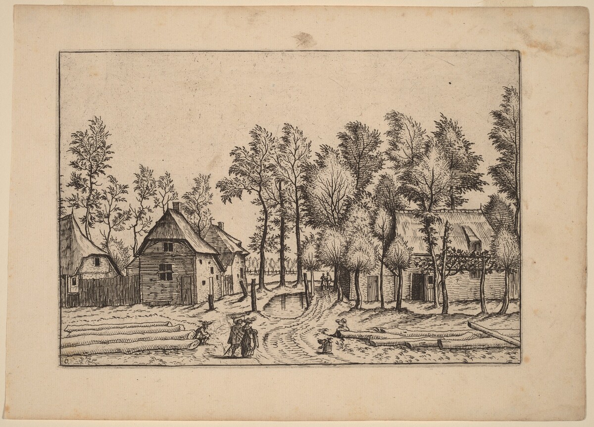 Village Street by Johannes van Doetechum, the Elder and Lucas van Doetechum after Master of the Small Landscapes