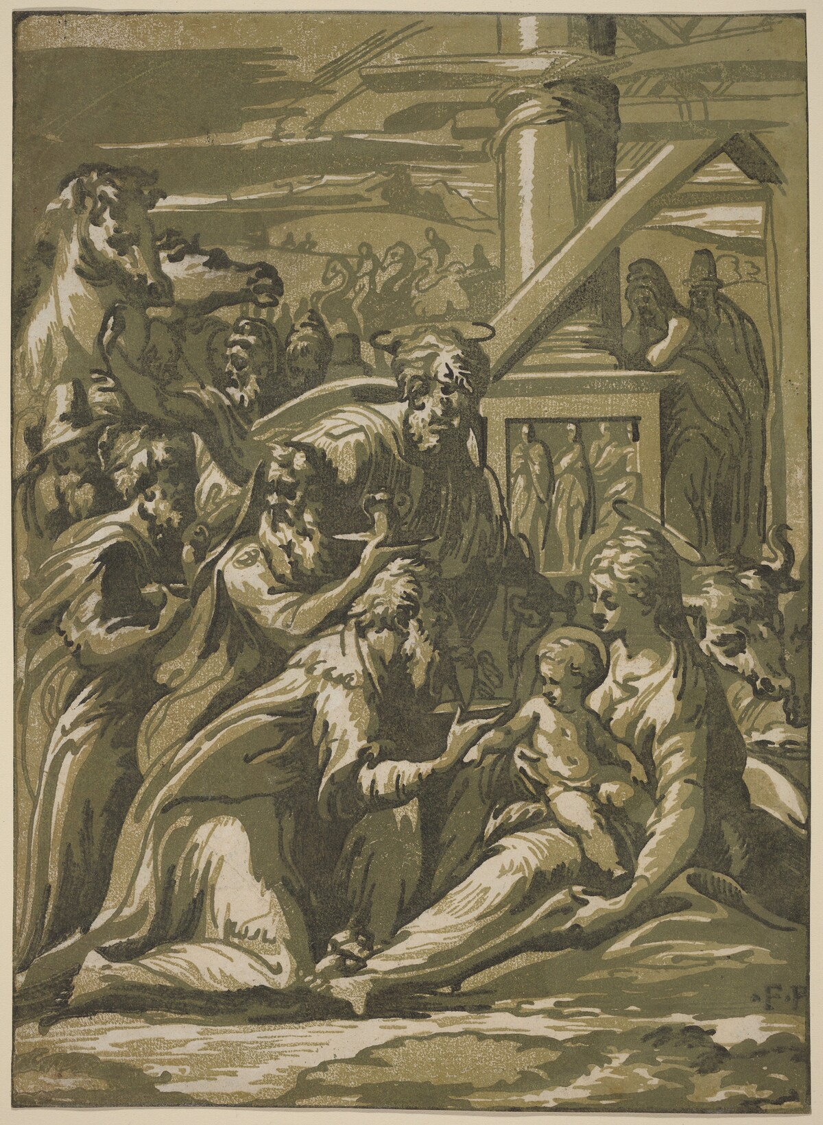 The Adoration of the Magi by Giuseppe Nicolo Vicentino, after Parmigianino