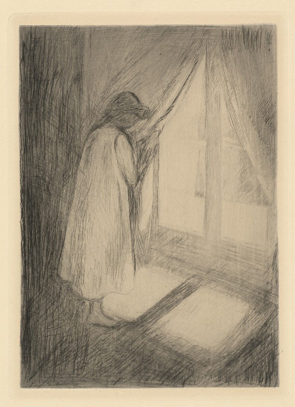 Girl at Window (Madchen im Hemd am Fenster) by Edvard Munch