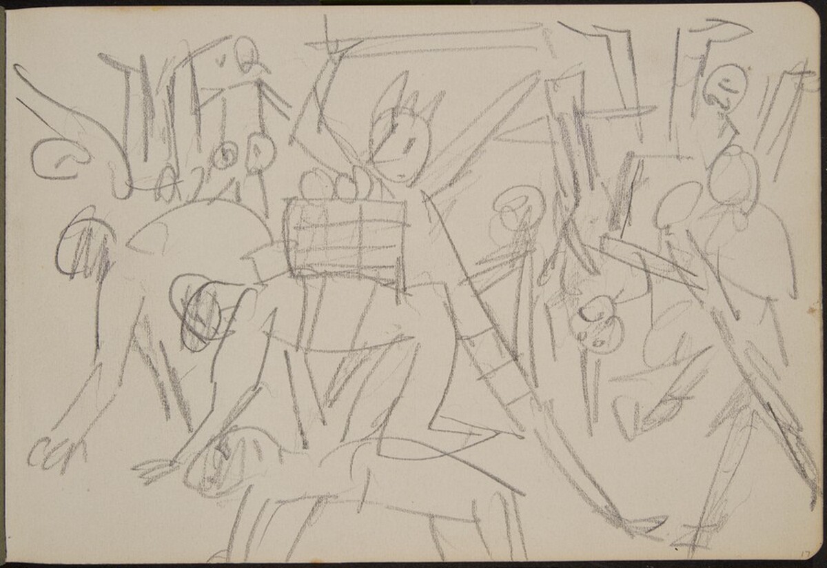 mehrfigurige Skizze mit kriechenden Figuren (Figure Sketch) [p. 17] by Max Beckmann