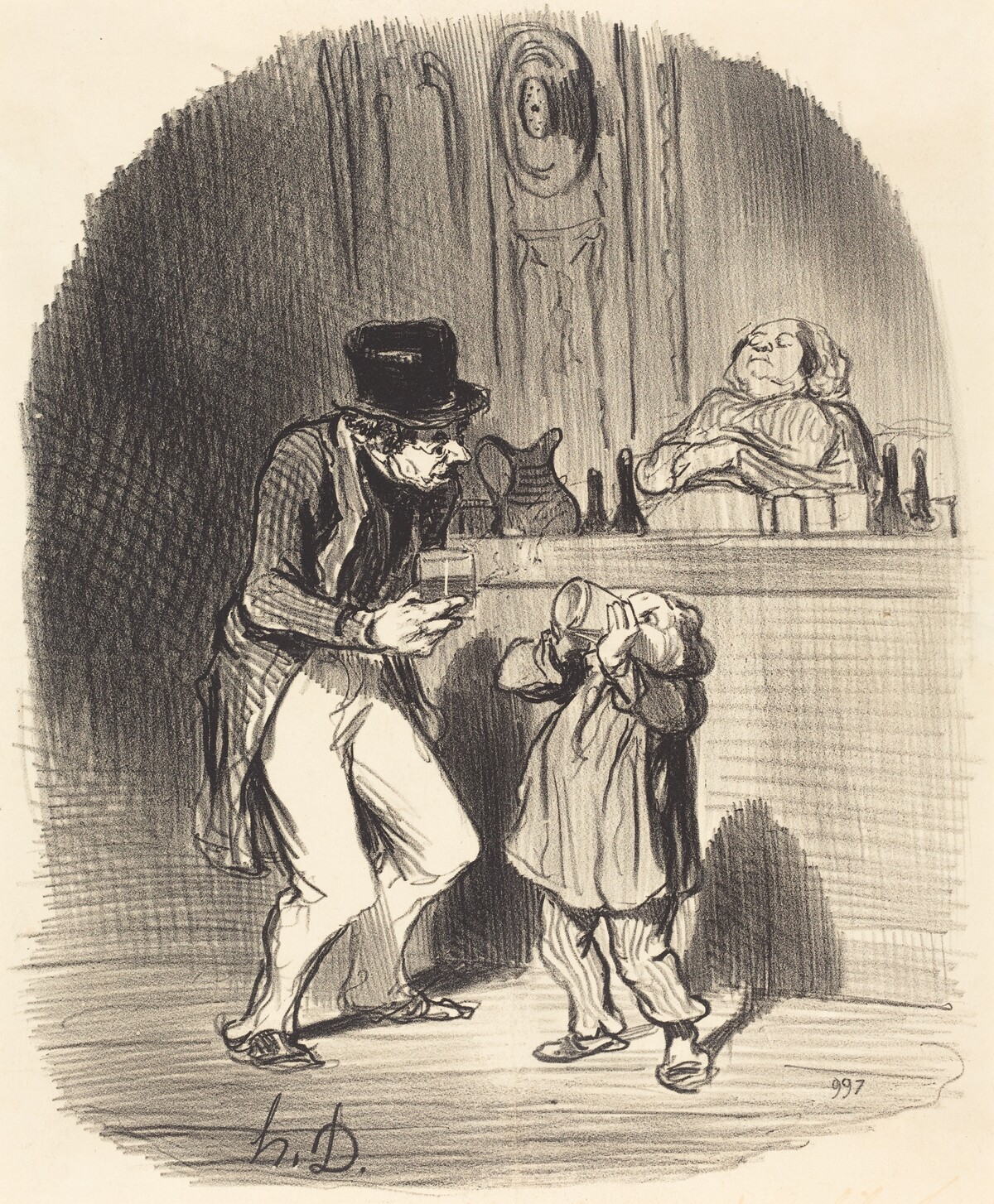 Un Père qui fait sucer à son fils... by Honoré Daumier