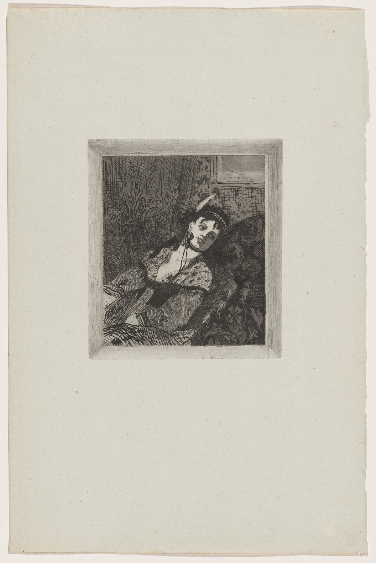 Untitled (La femme à la toque écossaise) by Félicien Rops
