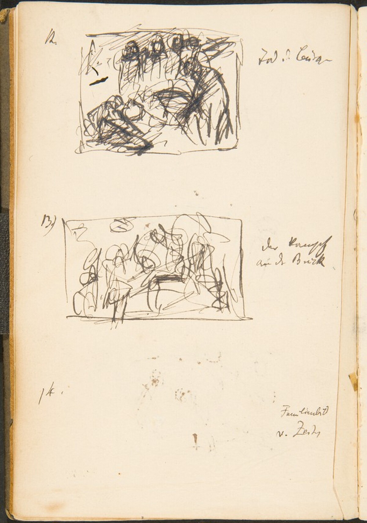 Drei kleine Skizzen mit Bezeichnung (Three Small Sketches with Inscriptions) [p. 49] by Max Beckmann