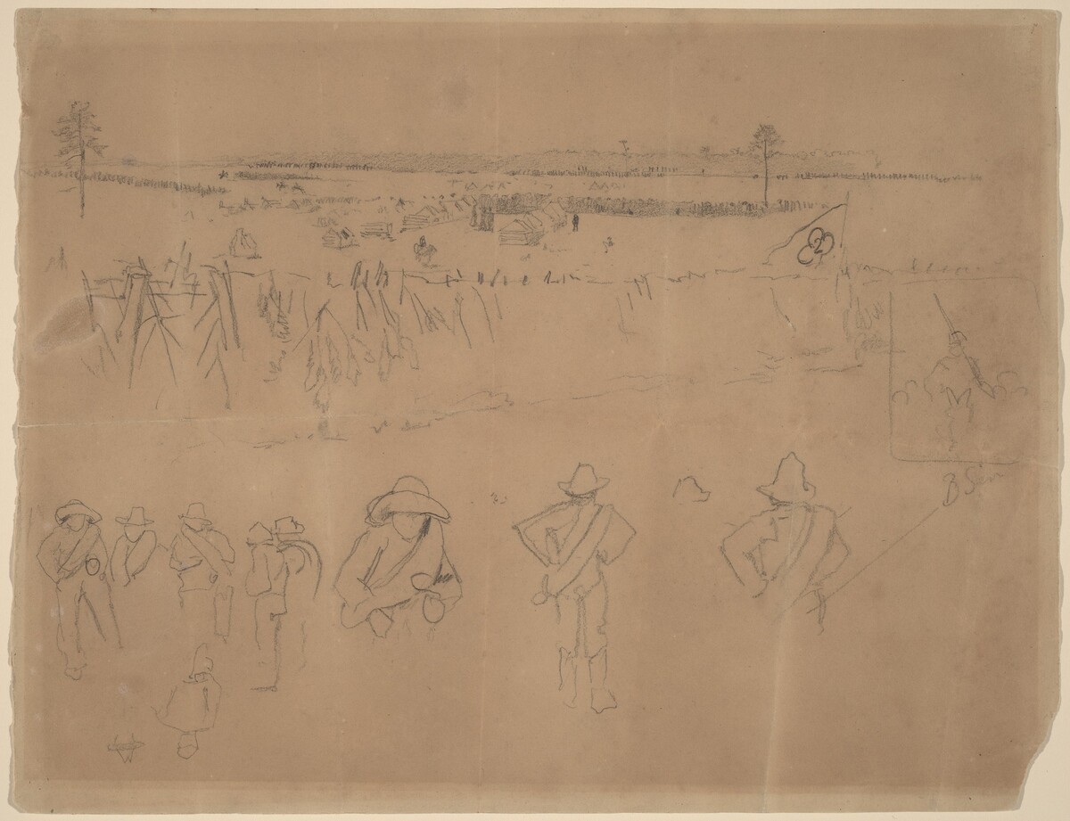 Line-ups and Trenches [recto] by Winslow Homer