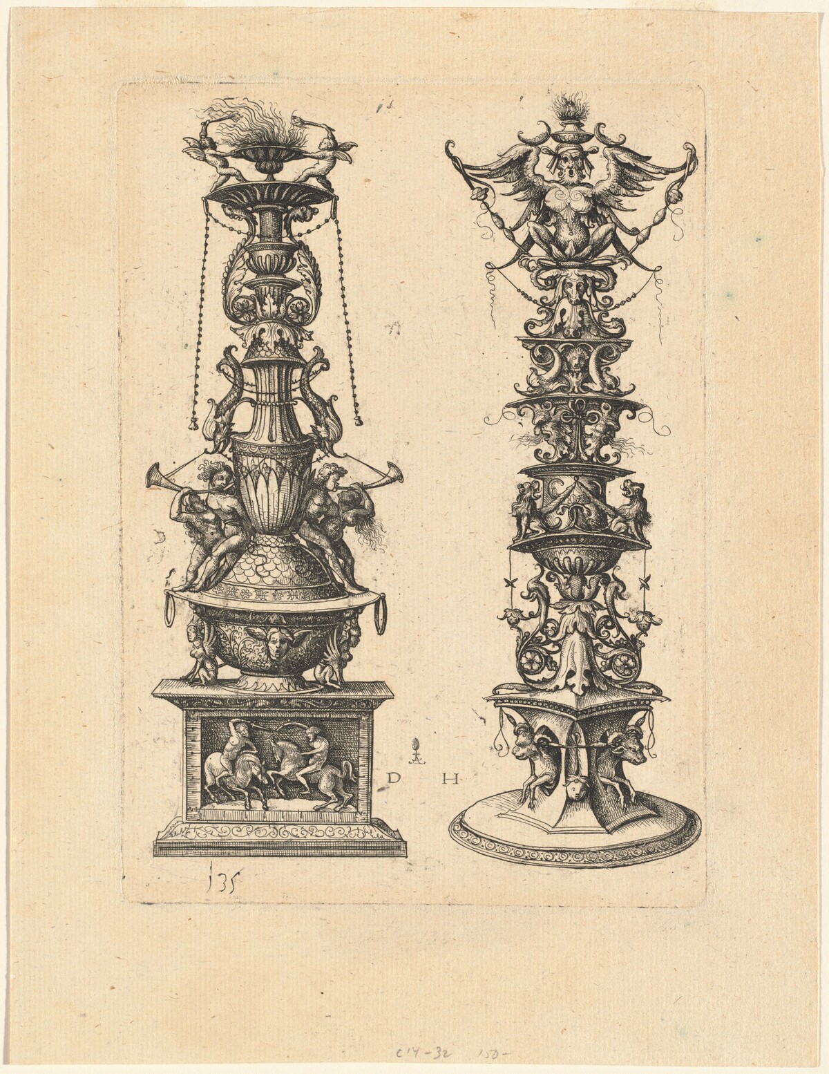 Two Candelabrum Designs by Daniel Hopfer