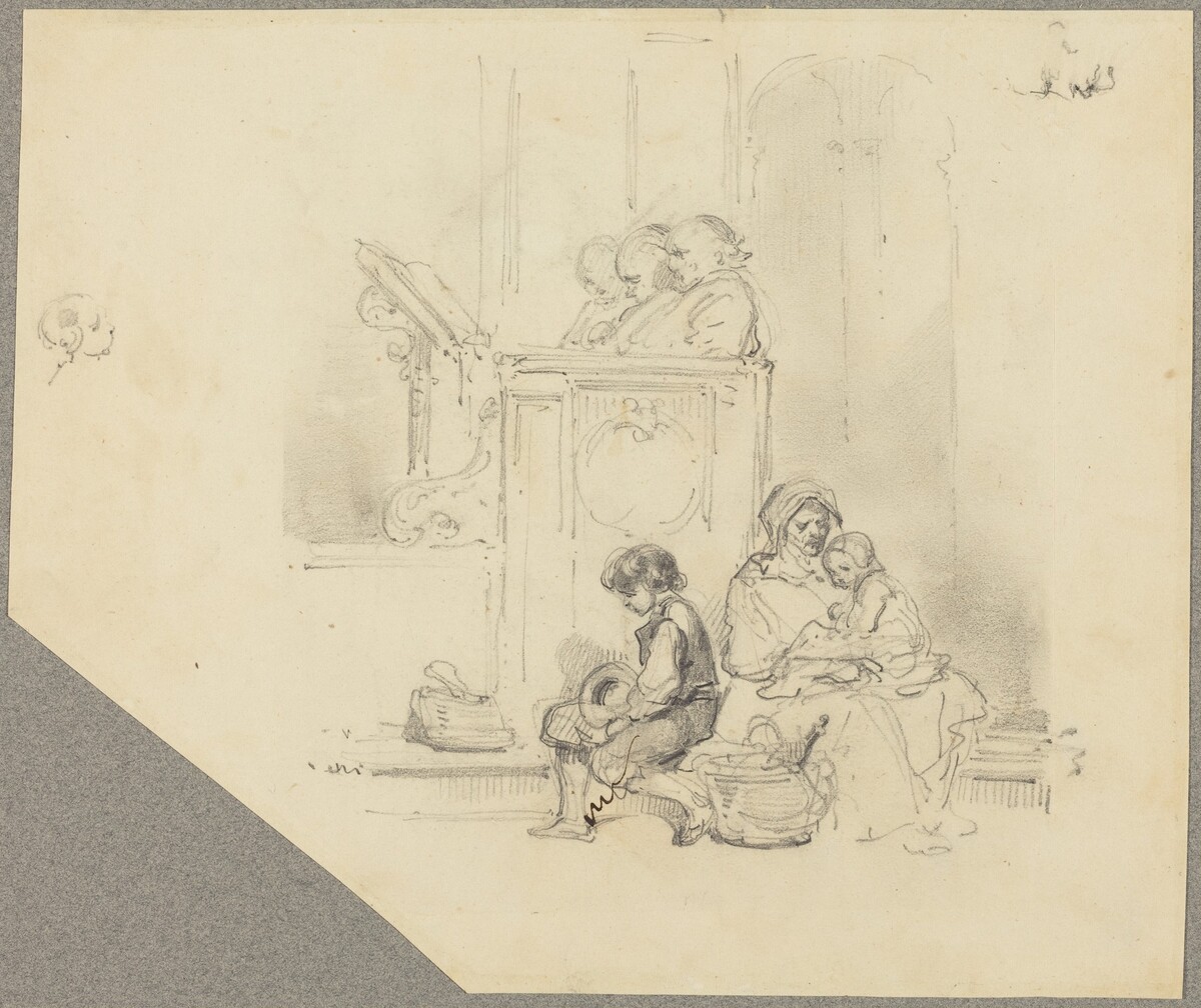 Figures at a Church Service by Hippolyte Bellangé