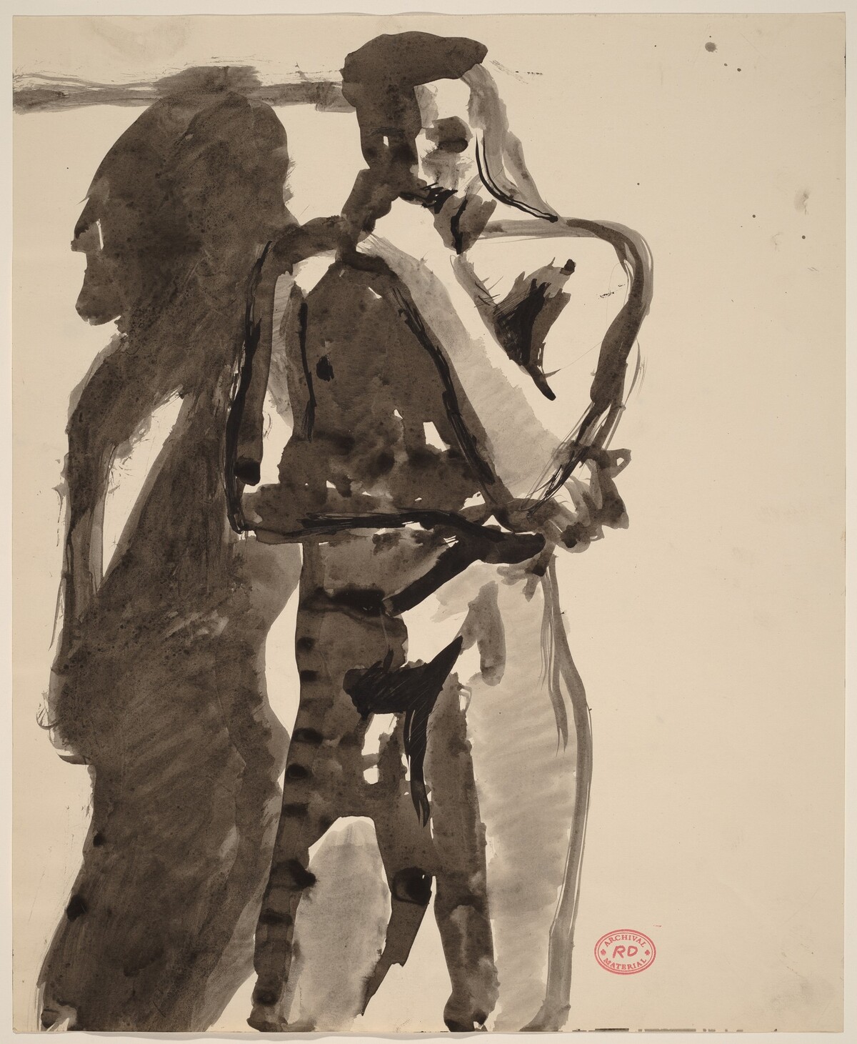 untitled [standing female nude with right arm behind back] by Richard Diebenkorn