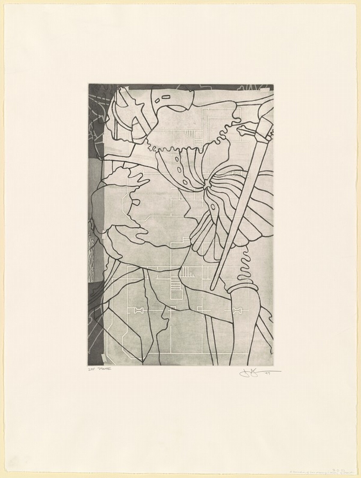 Untitled (Geldzahler) [state proof of 2nd state] by Jasper Johns