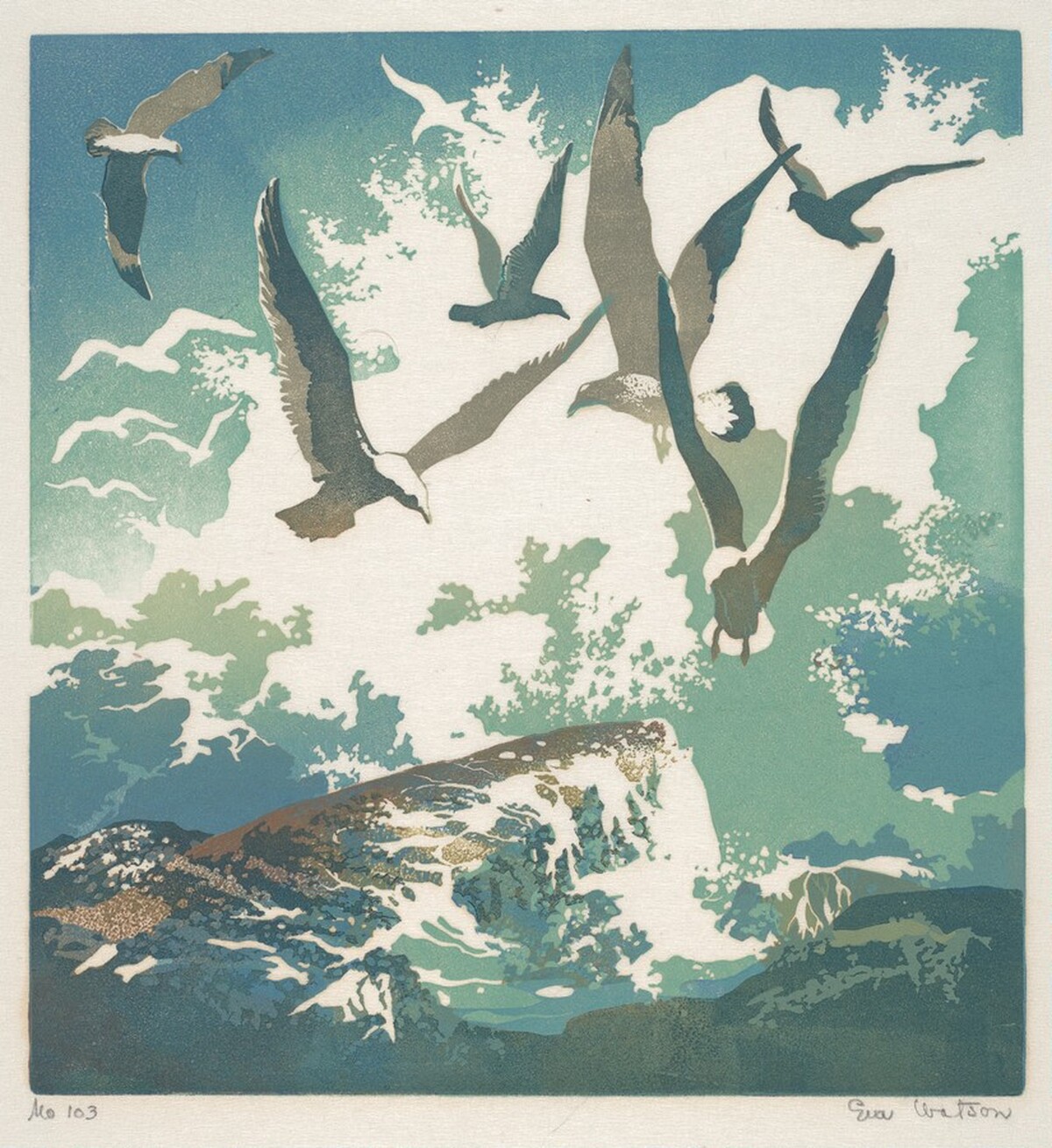 Gulls and Spray by Eva Auld Watson