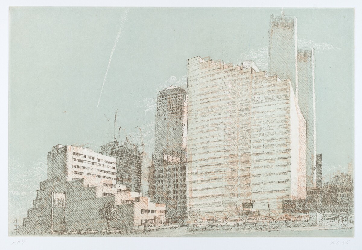 Irving Trust, College of Insurance and a Flight into Newark by Rackstraw Downes