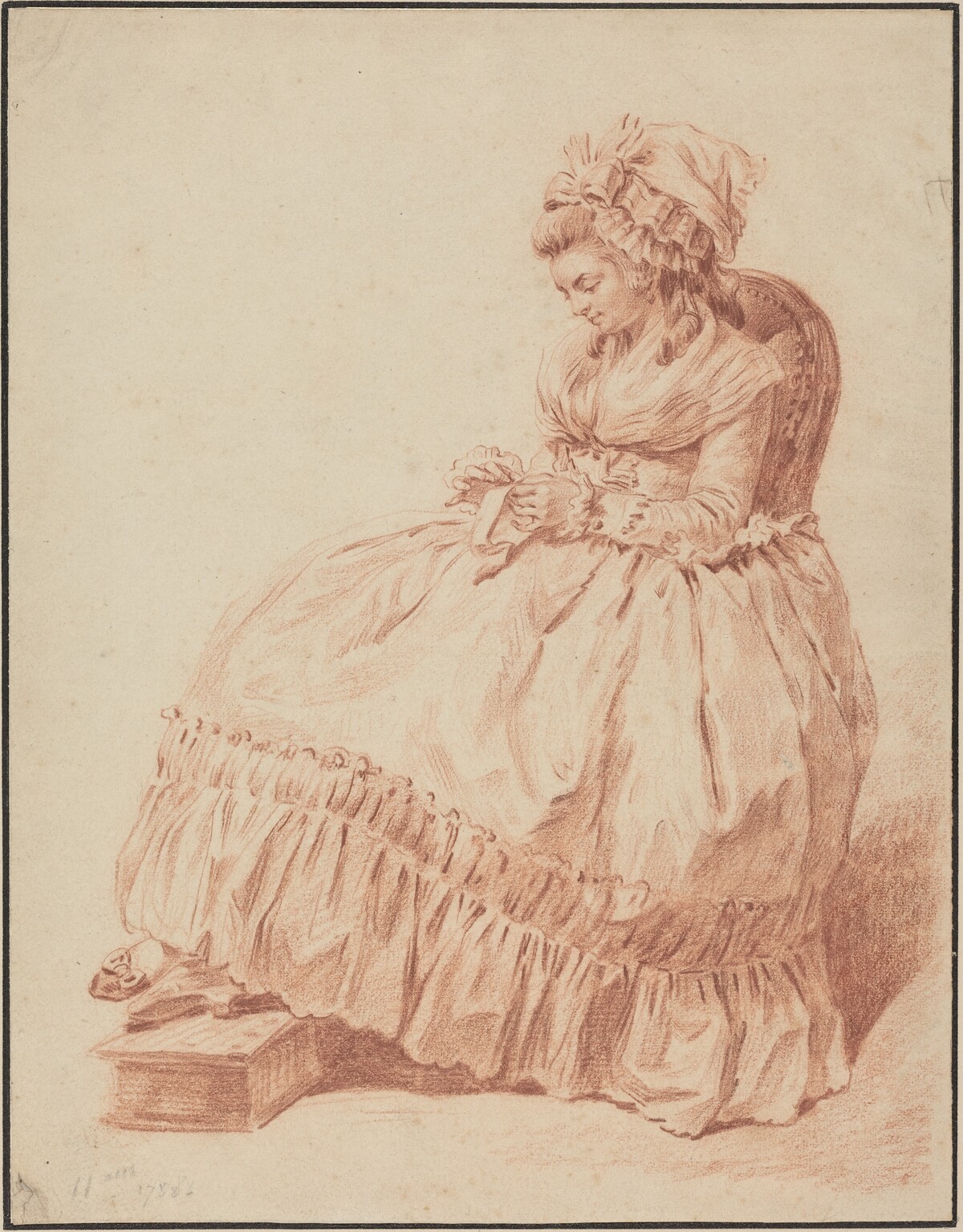 Seated Woman Sewing by Louis Rolland Trinquesse