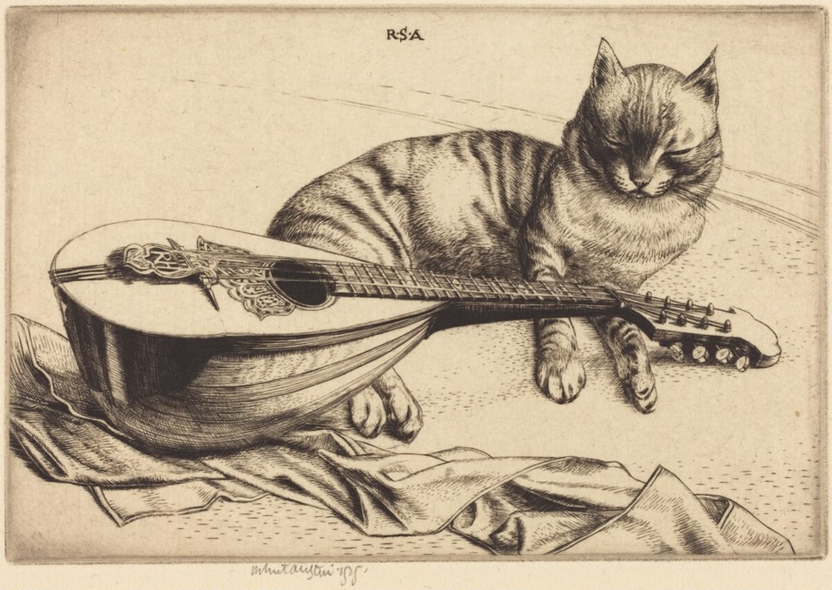Cat and Mandolin by Robert Austin