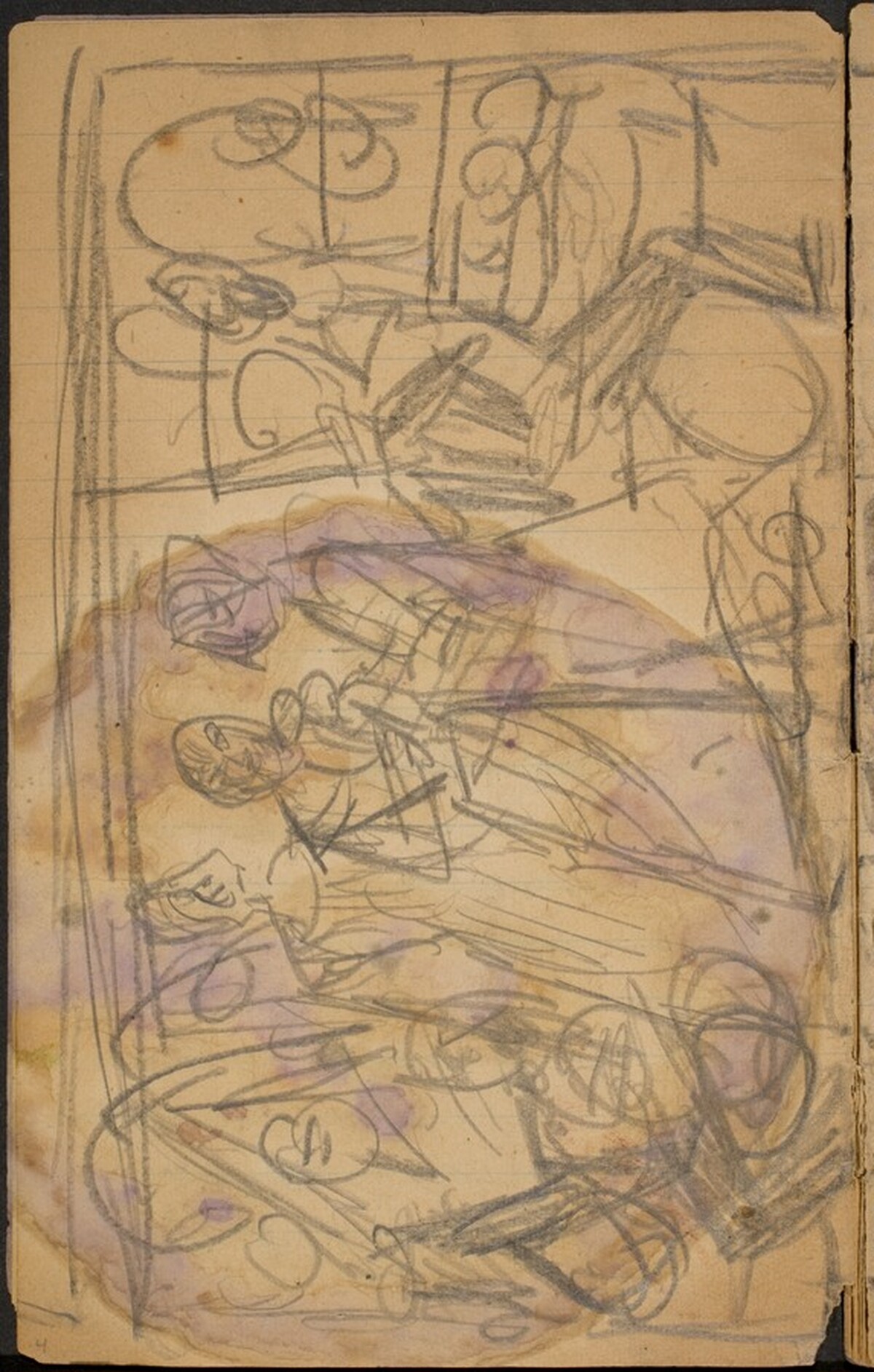 Entwurf für ein Triptychon (Sketch for a Tryptich) [p. 4] by Max Beckmann