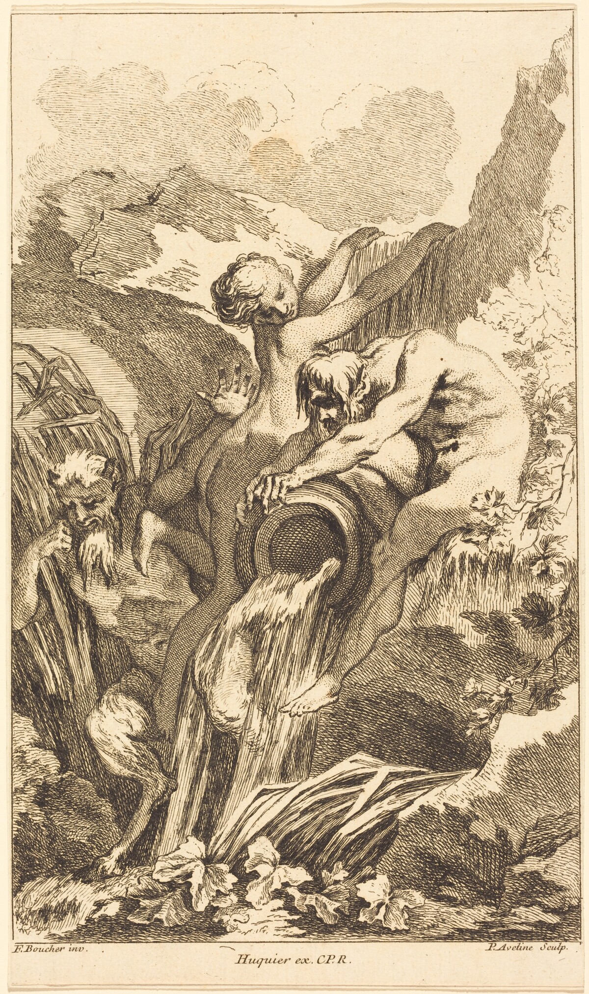 Satyr, Nymph and River God by Pierre-Alexandre Aveline after François Boucher