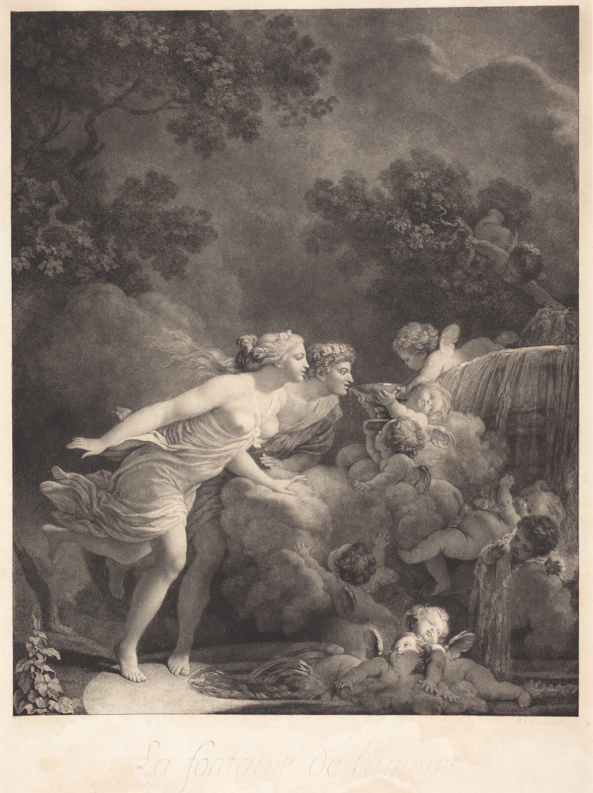 La Fontaine d'Amour (The Fountain of Love) by Nicolas François Regnault after Jean-Honoré Fragonard