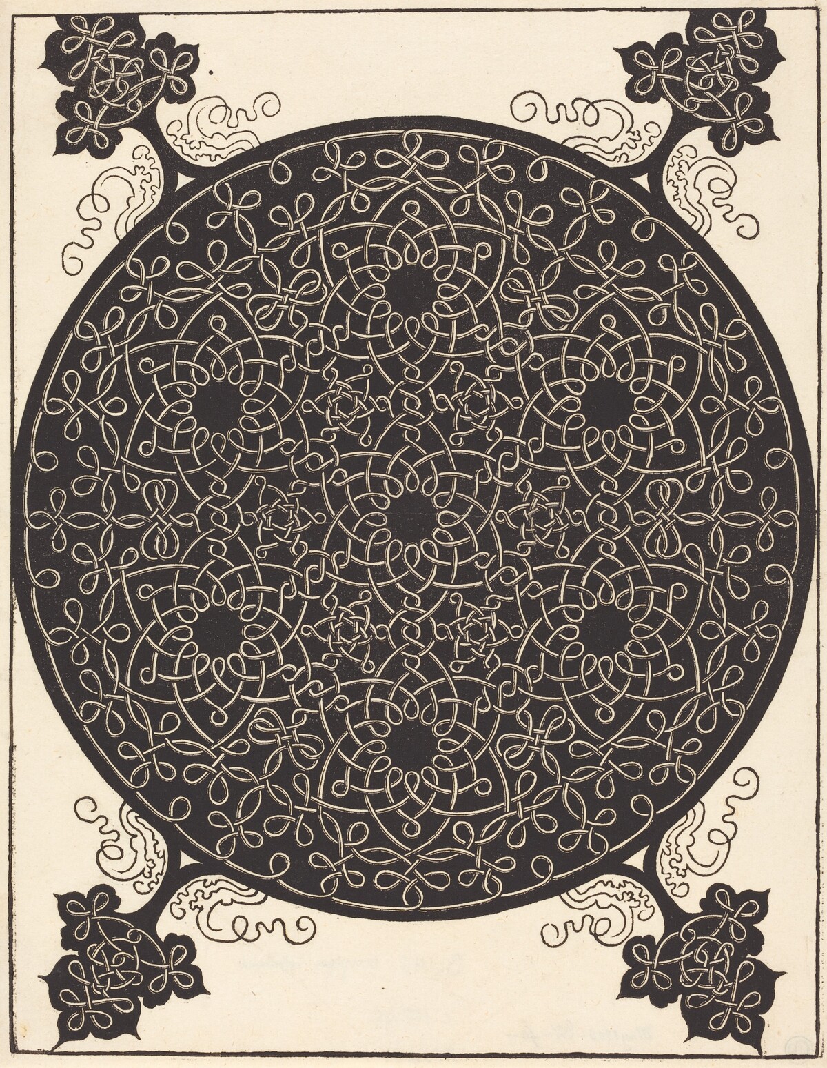 The Sixth Knot  (combining seven small systems of knots with black centers) by Albrecht Dürer