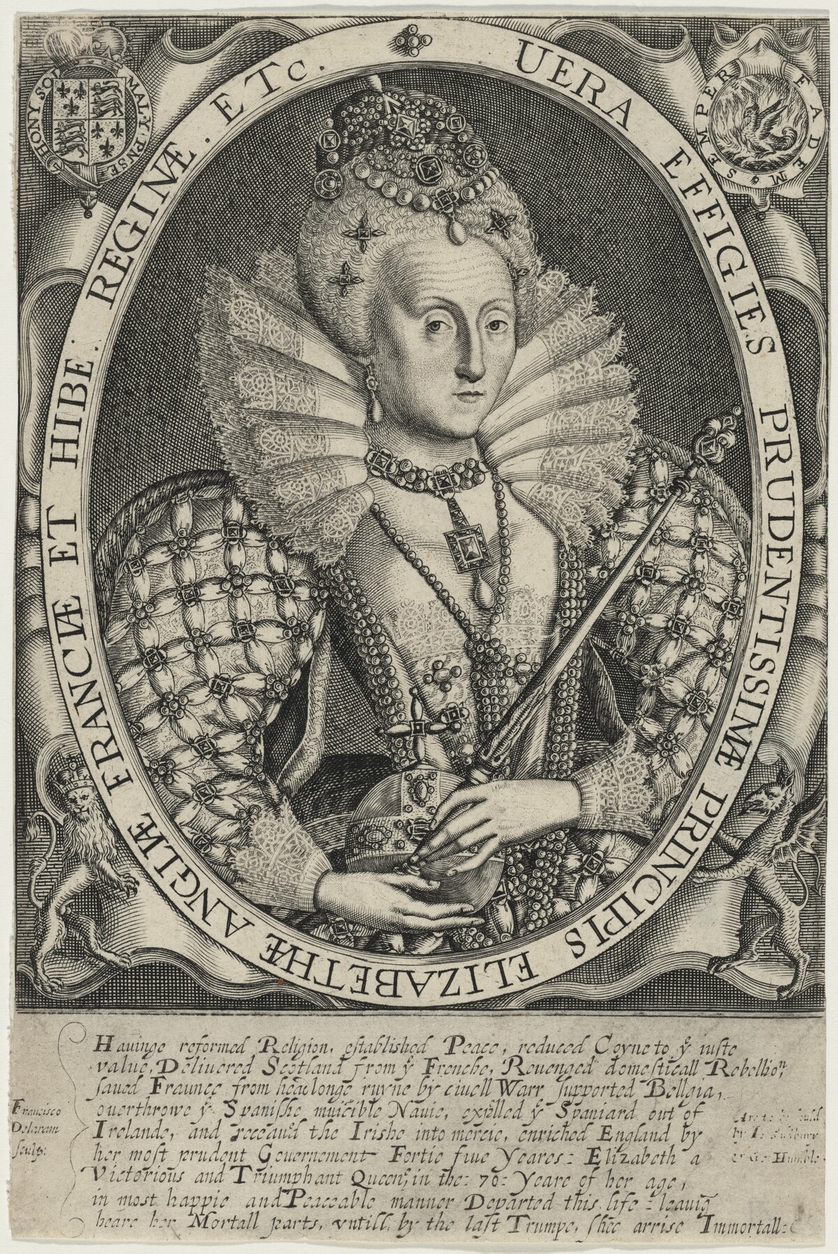 Elizabetha Anglia et Francae et Hibe. Reginae(Queen Elizabeth) by Francis Delaram