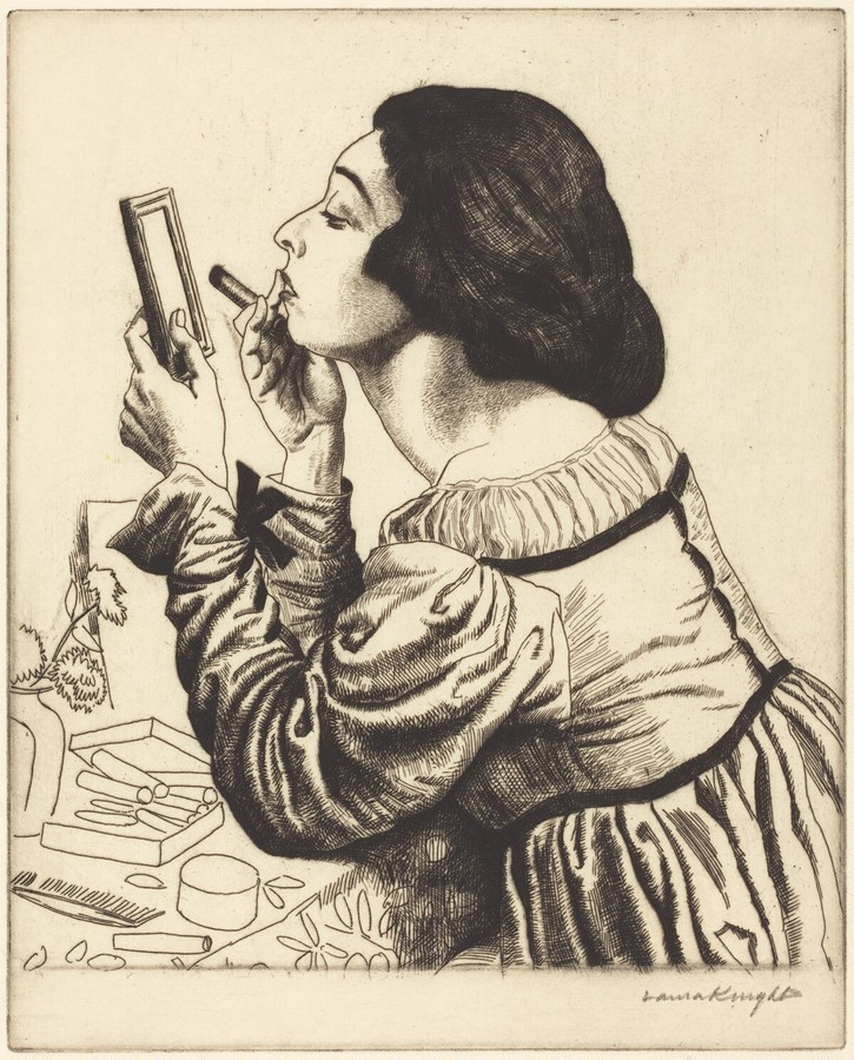 The Lipstick by Laura Knight