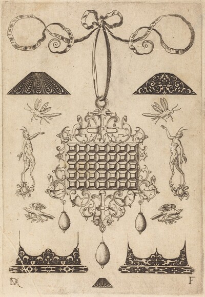 Large Pendant with Square with 35 Flat Stones