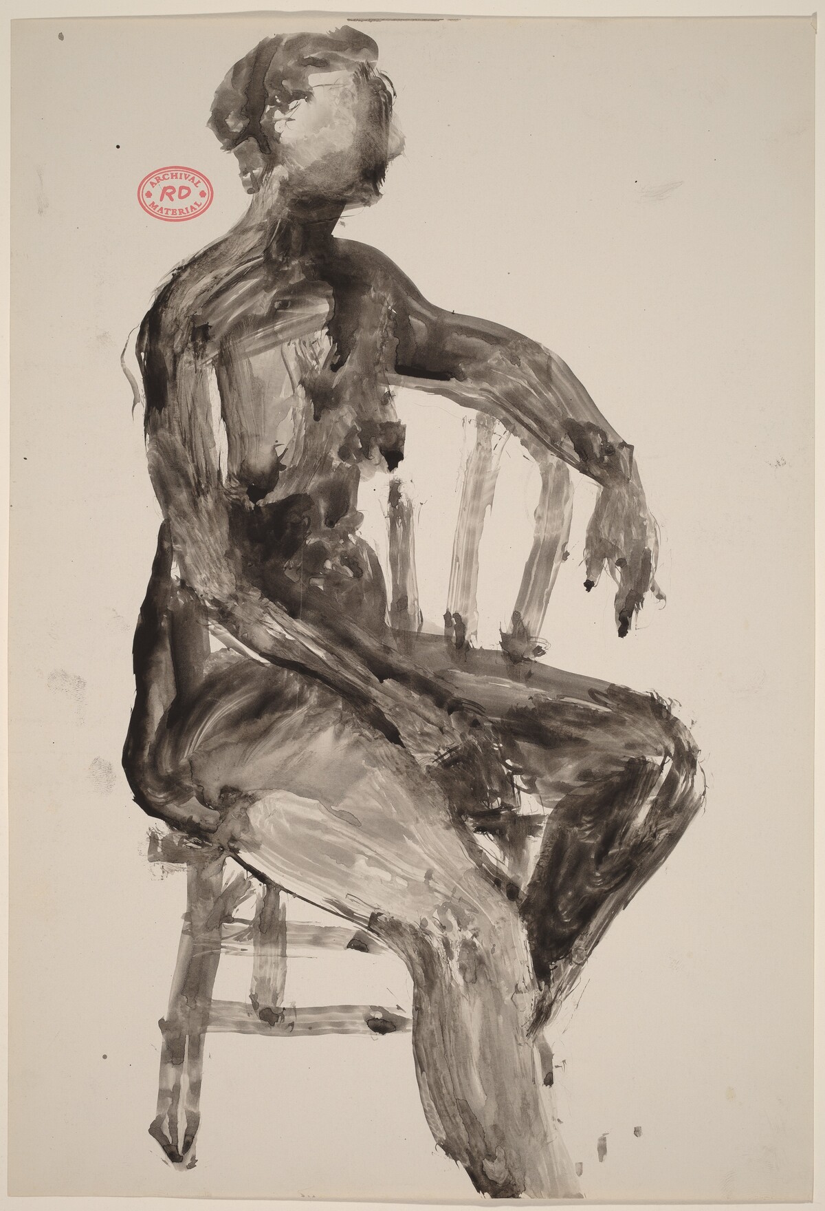 Untitled [female nude turned to the side in a Windsor chair] by Richard Diebenkorn