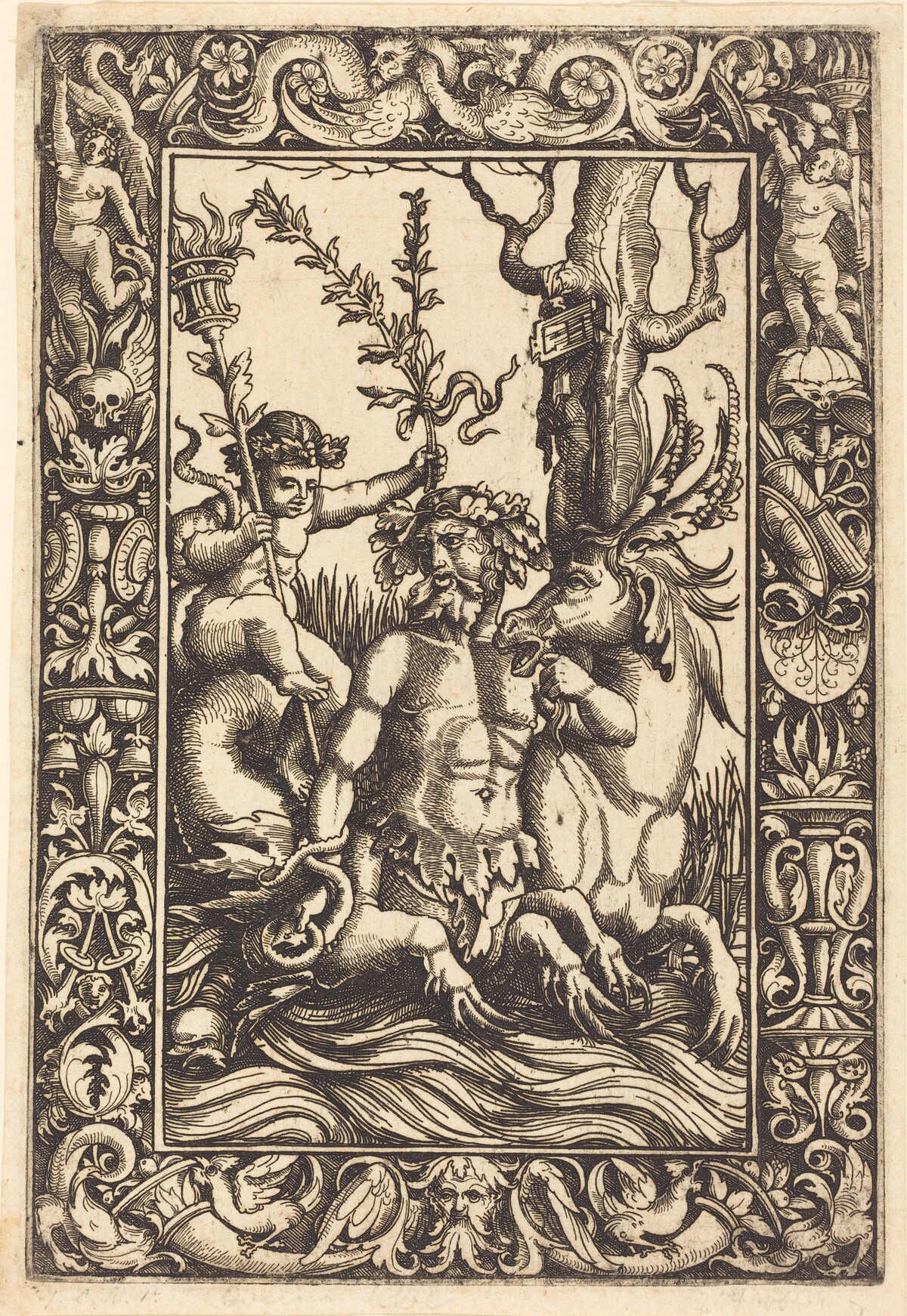 Mythological Marine Subject by Lambert Hopfer after Nicoletto da Modena