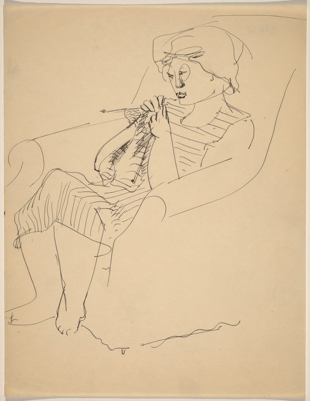 Barefoot Woman with Eyeglasses, Knitting by Mark Rothko