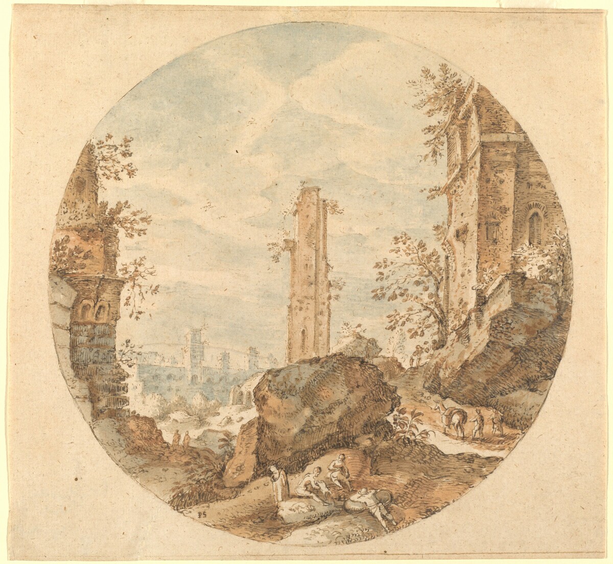 Travellers among Roman Ruins by Pieter Stevens