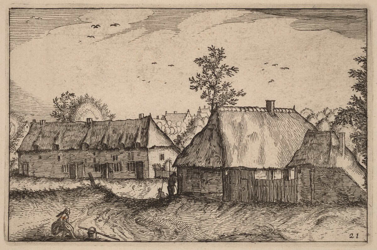 Large Sheds by Claes Jansz Visscher after Johannes van Doetechum, the Elder after Lucas van Doetechum after Master of the Small Landscapes
