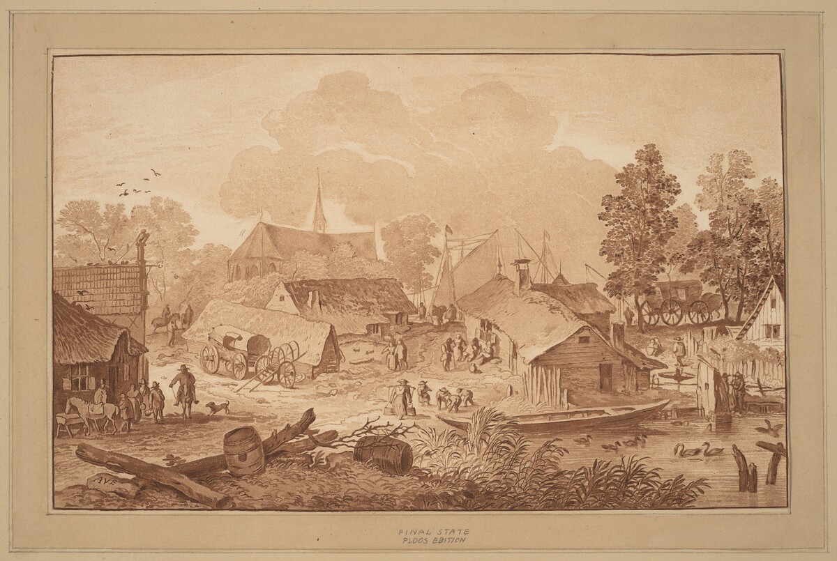 Village with Pond by Cornelis Ploos van Amstel (editor) and Cornelis Brouwer (printmaker), after Allart van Everdingen