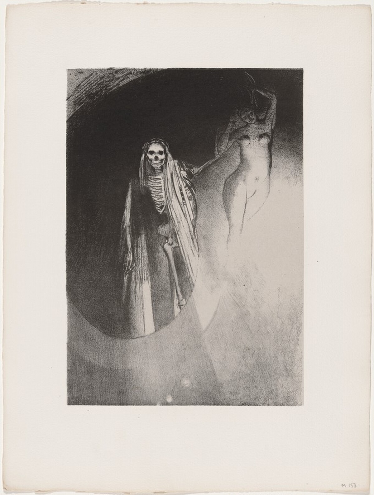 La Mort: C'est Moi Te Rendes Sérieuse; Enlaçons-Nous (Death: It Is I Who Makes You Serious; Let Us Embrace) by Odilon Redon, Georges Aubert after Redon, and Gustave Flaubert (author)