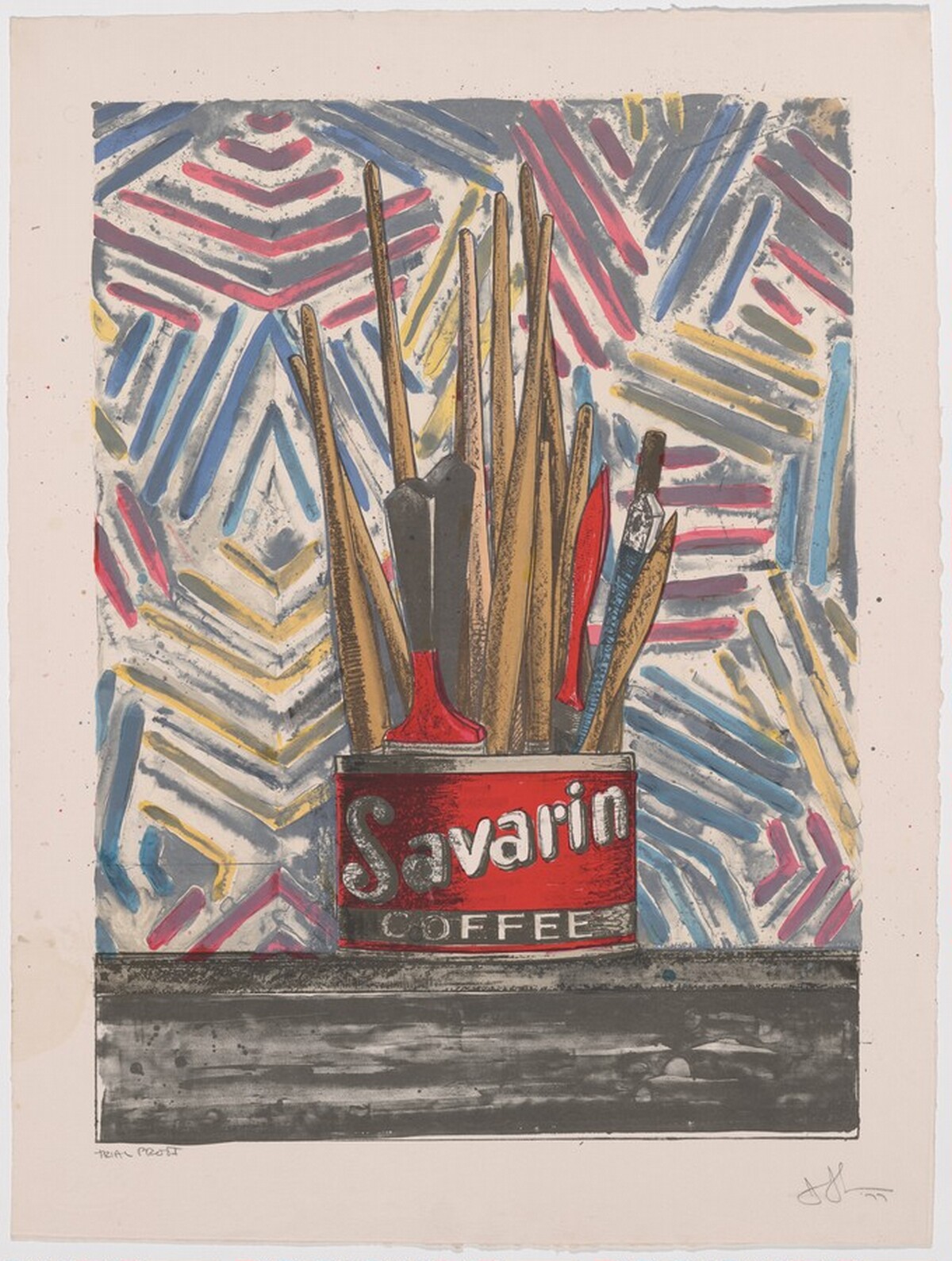 Savarin and Savarin E.M. [trial proof] by Jasper Johns