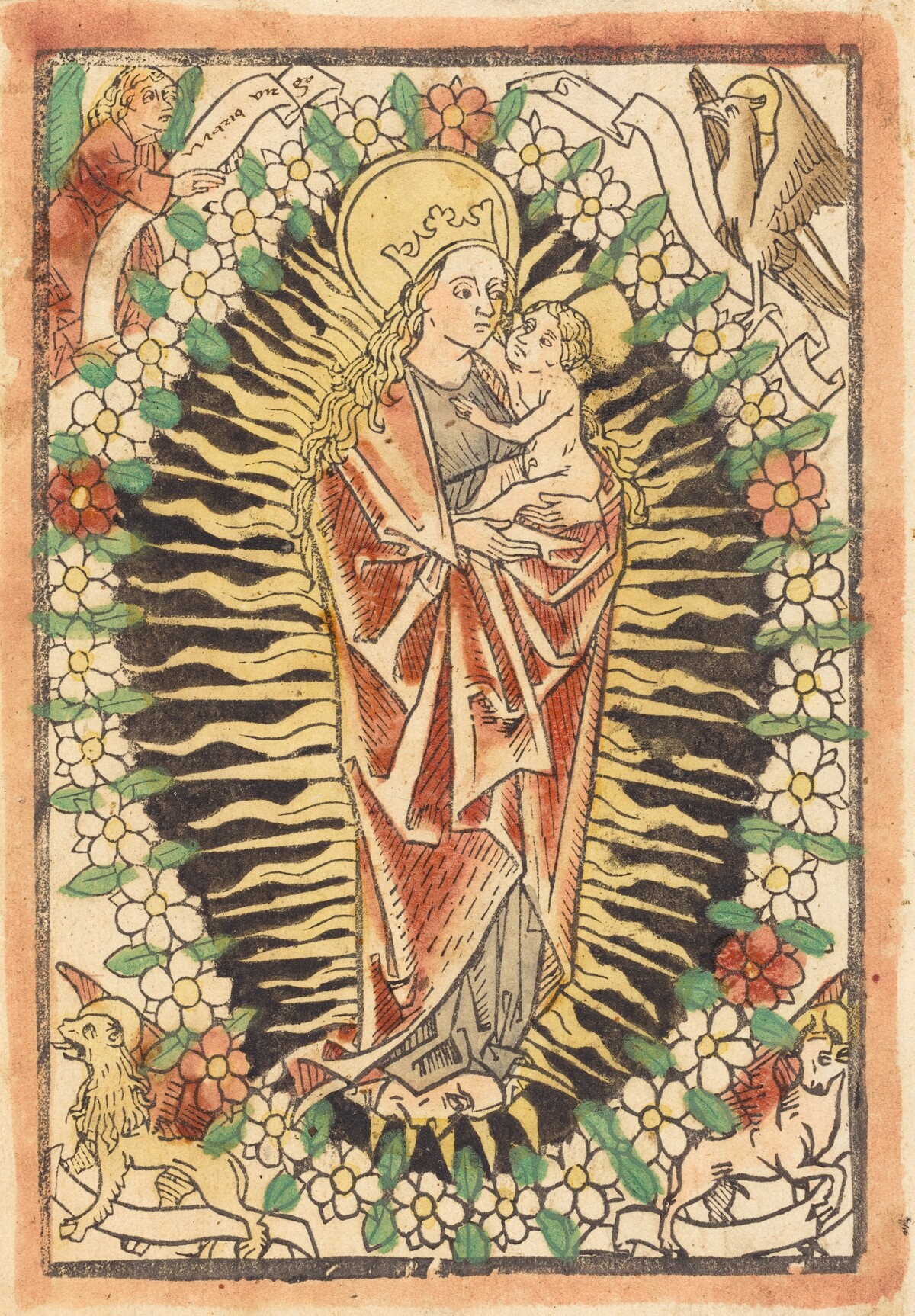 Madonna and Child in a Rosary by German 15th Century