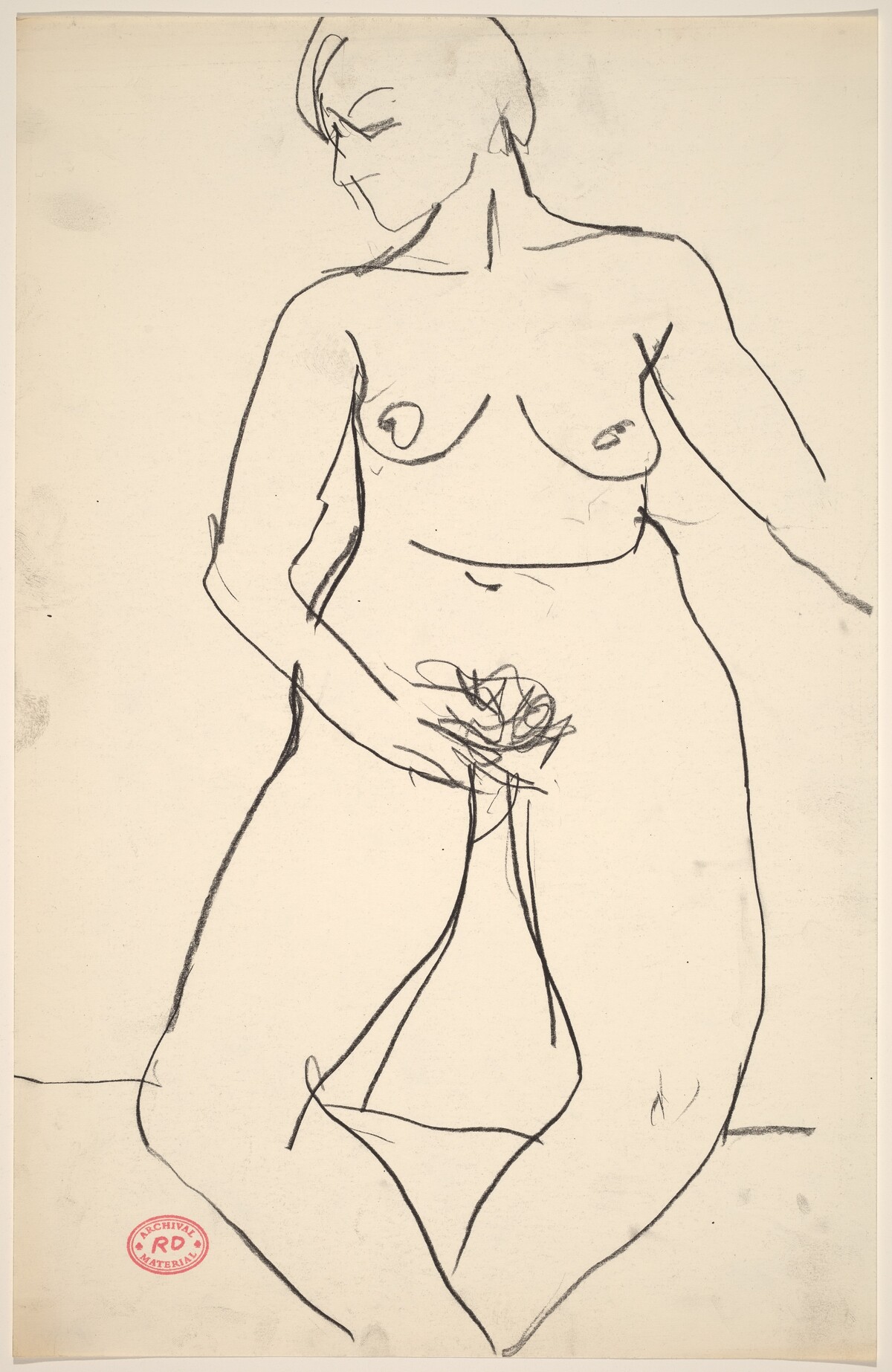 Untitled [nude with her right hand at her pubis] by Richard Diebenkorn