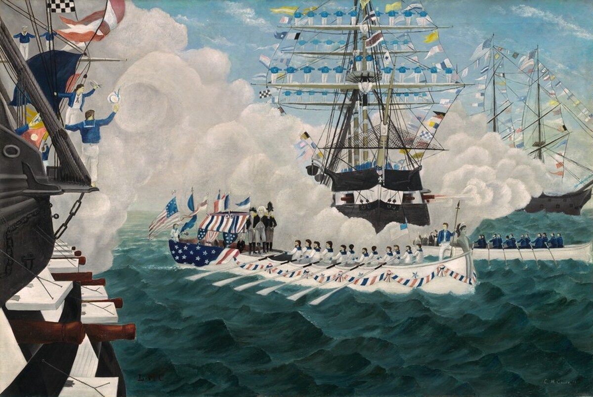 Salute to General Washington in New York Harbor by L.M. Cooke