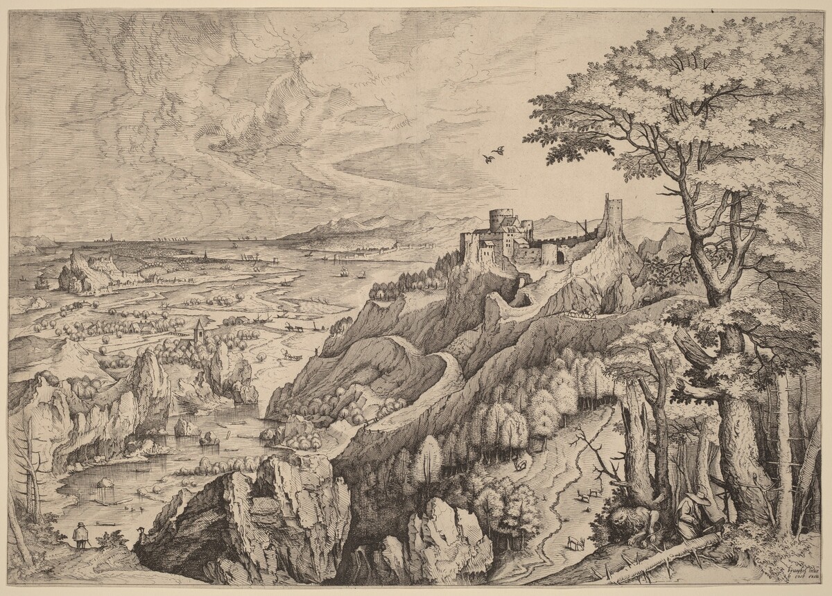 S. Hieronymus in Deserto (Saint Jerome in the Desert) by Johannes and Lucas van Doetechum after Pieter Bruegel the Elder