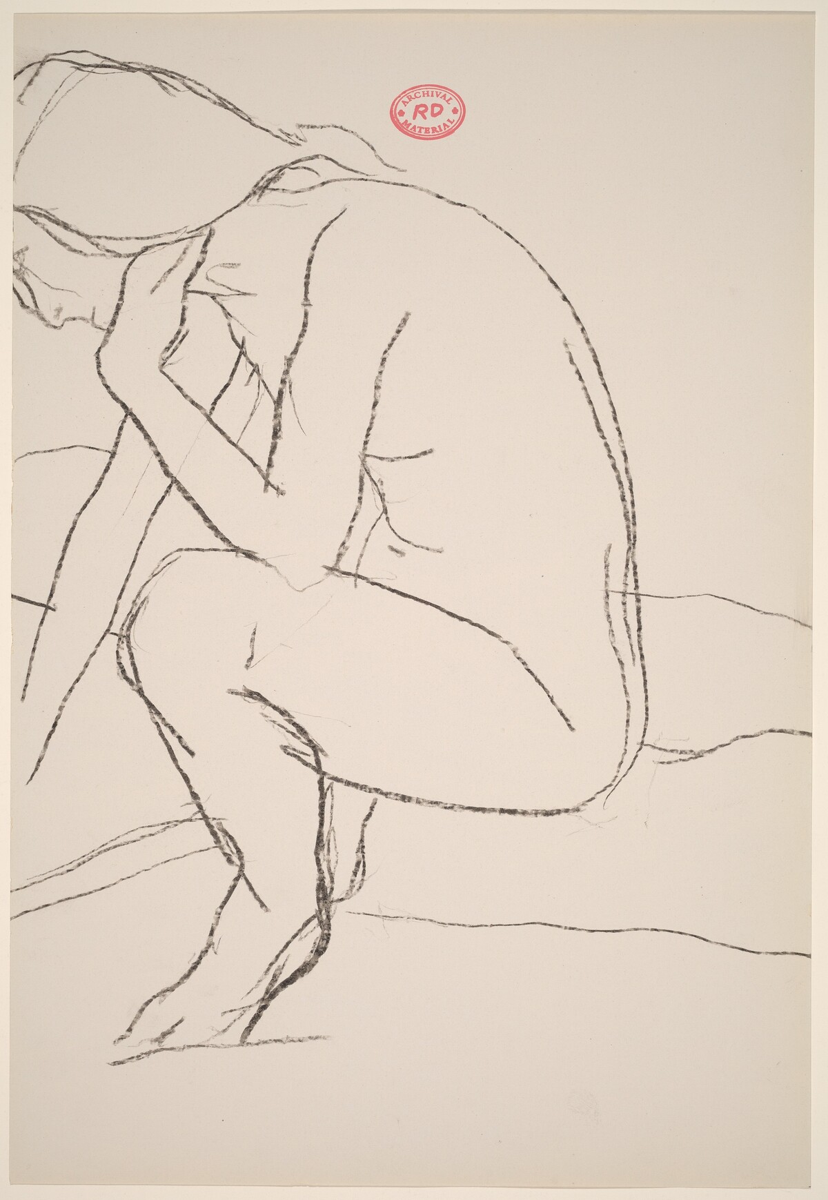 Untitled [side view of a seated nude with her left hand at her hair] by Richard Diebenkorn