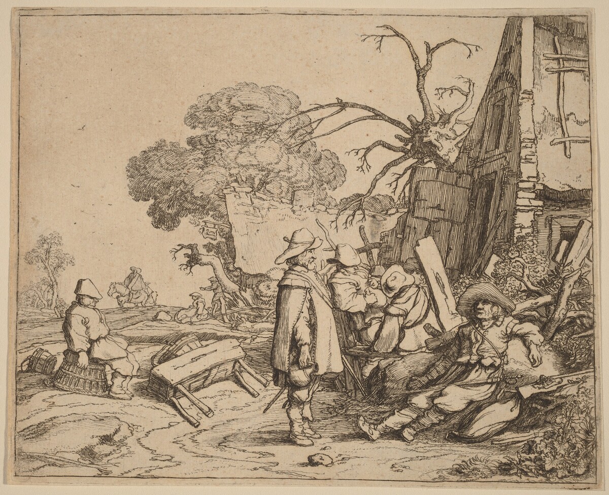 Soldier Receiving an Order from a Sitting Officer by Pieter Molijn