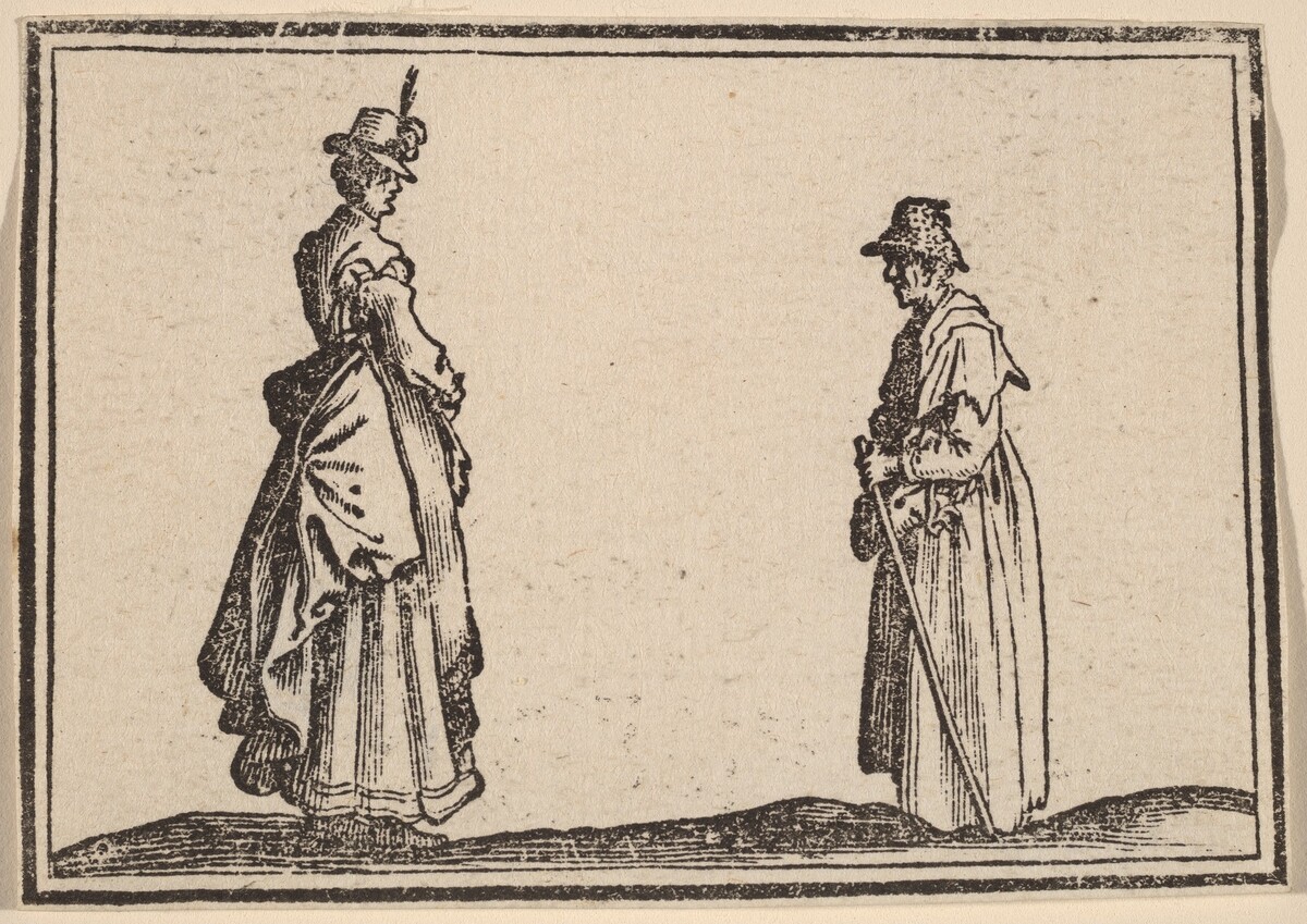 Two Women in Profile by Edouard Eckman after Jacques Callot