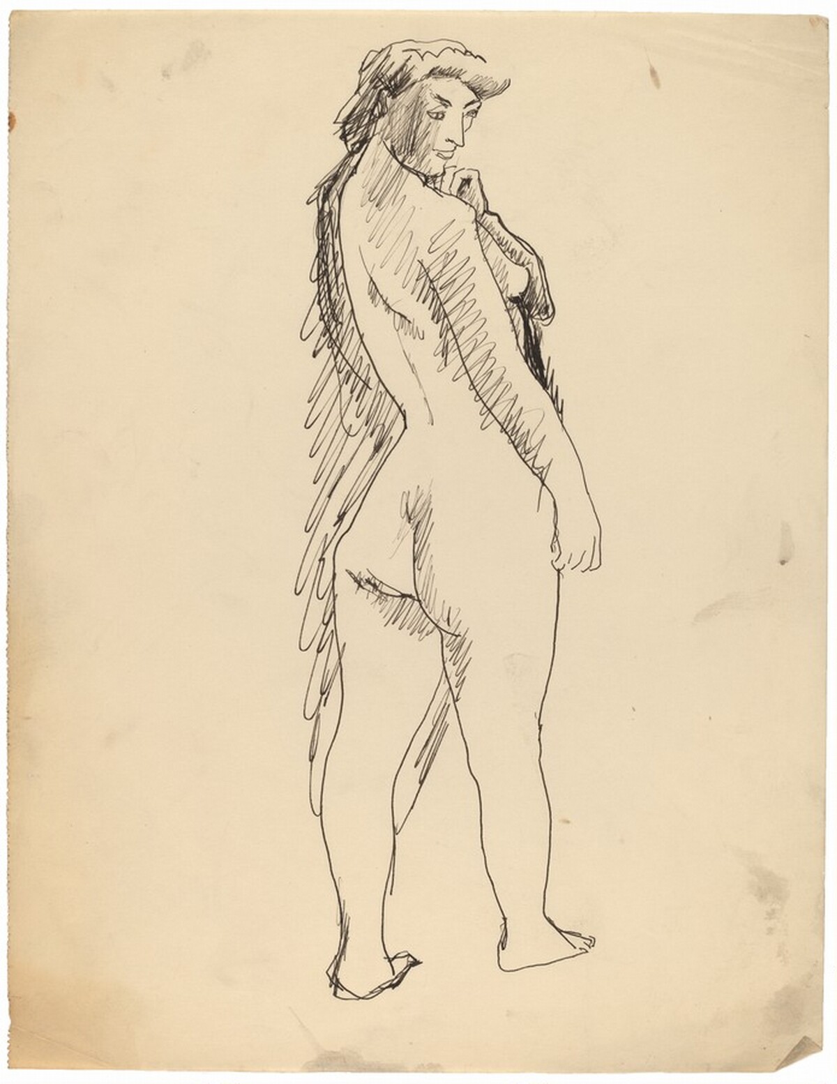 Standing Female Nude Seen from Behind in Three-Quarters View, Left Hand at Chin by Mark Rothko