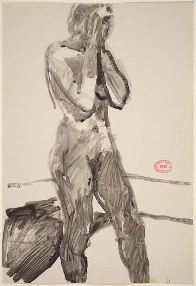 Untitled [standing nude with her hands in front of her face]