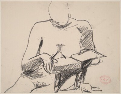 Untitled [seated female nude reading a book]