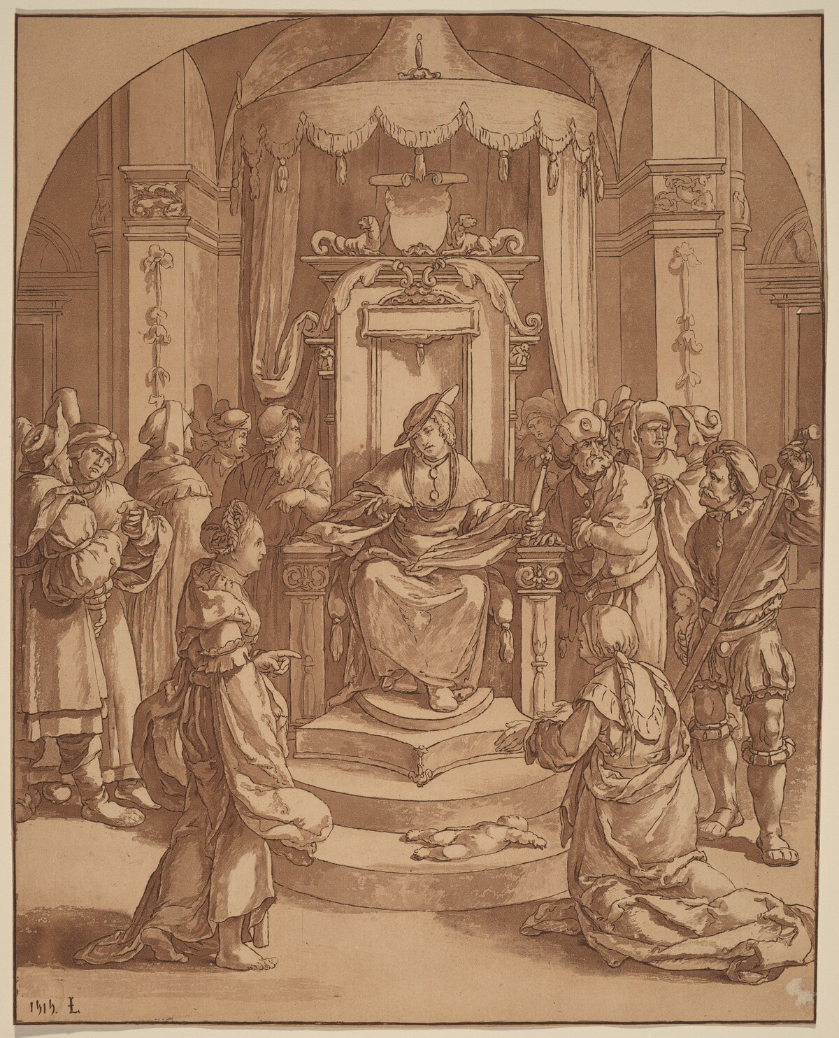 The Judgment of Solomon by Cornelis Ploos van Amstel (editor) and Cornelis Brouwer (printmaker), after Jan de Bisschop (formerly Nicolaes de Bruyn; formerly Lucas van Leyden)