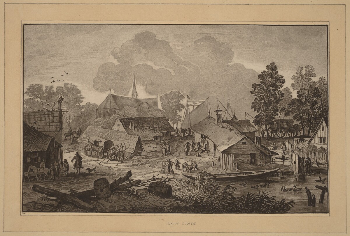 Village with Pond by Cornelis Ploos van Amstel (editor) and Cornelis Brouwer (printmaker), after Allart van Everdingen
