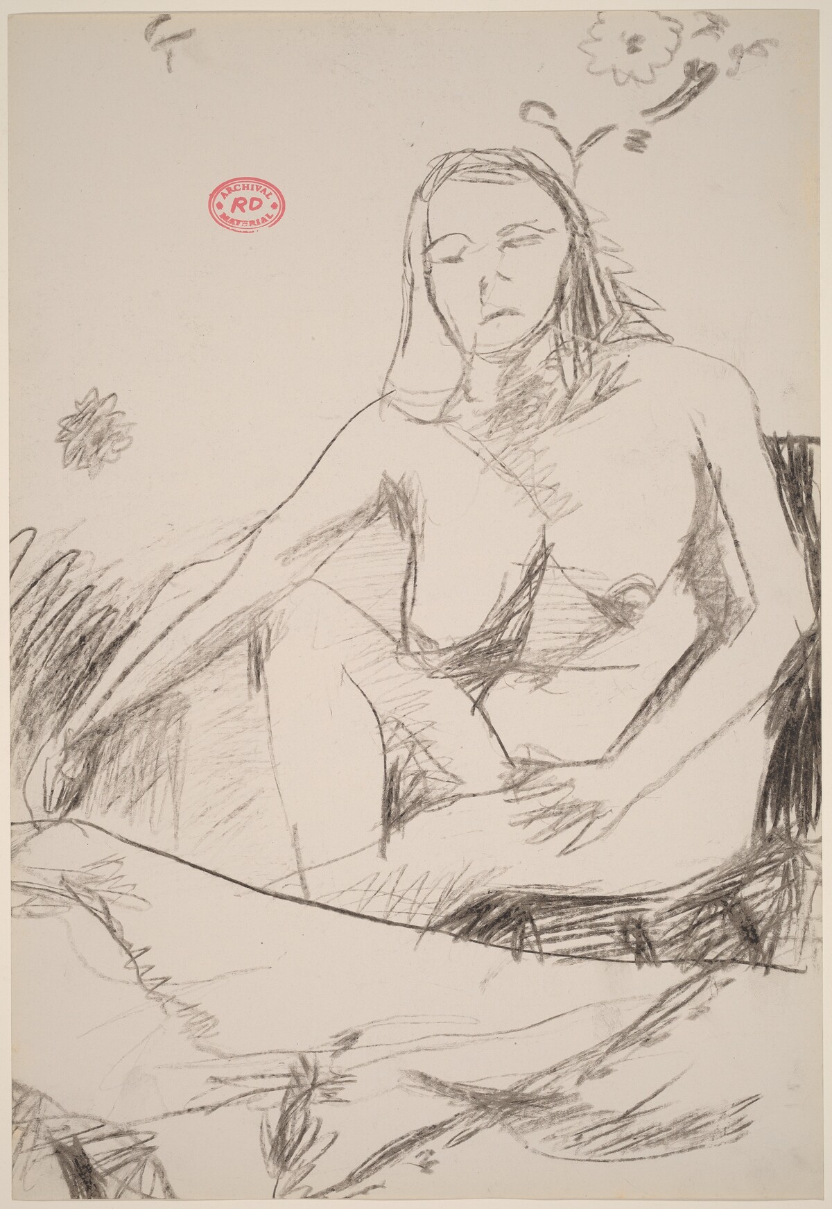 Untitled [seated nude woman with right arm extended] by Richard Diebenkorn